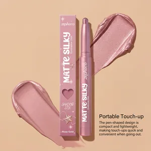Rose gold matte silky eyeshadow stick detail showing texture and portable design