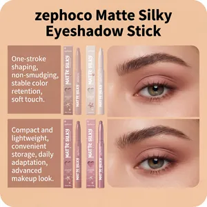 Detailopname van Zephoco matte oogschaduw sticks en natuurlijke oogmake-up effecten