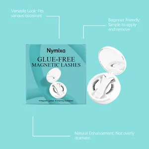 Set di ciglia finte magnetiche Nymixa senza colla con custodia portatile e specchio interno.