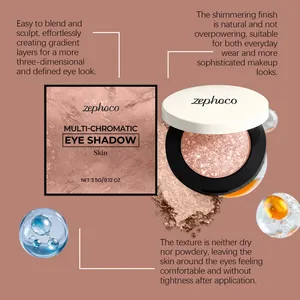 Detailed view of zephoco shimmering eye shadow with smooth texture and natural finish.