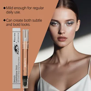 Détail du bâton d'ombre à paupières Zephoco blanc argenté à double embout avec maquillage