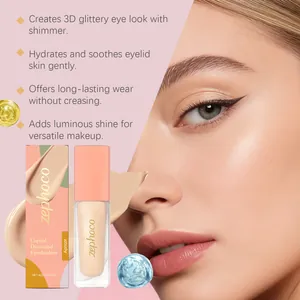 Detail showing zephoco Apricot Liquid Eyeshadow with a glittery 3D eye makeup finish.
