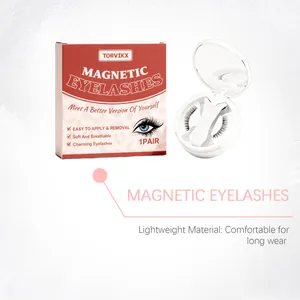 Detail view of professional TORVIKX magnetic eyelashes in portable case with applicator