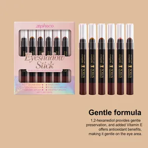 Zephoco 6-piece pearlescent eyeshadow stick set with a gentle Vitamin E formula