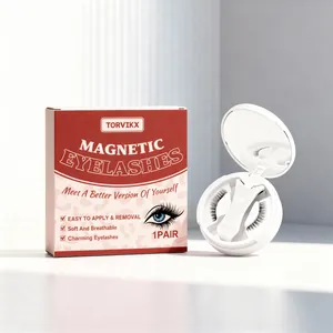 Detailed view of TORVIKX magnetic eyelash kit with a white mirror compact box