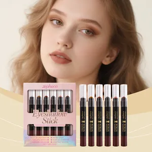 Zephoco 6 Colors Silky Pearlescent Eyeshadow Stick Set Long Lasting Waterproof Shimmer Eyeshadow Pen Natural Eye Makeup For Women