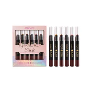 Professional Zephoco 6-color eyeshadow stick set with silky pearlescent long lasting finish
