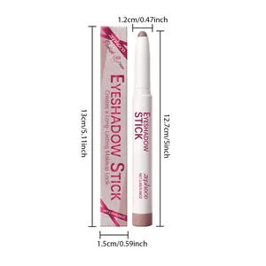 Detailed dimensions of the Zephoco pinkish brown eyeshadow stick and packaging.