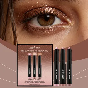 Zephoco Juego de 3 Sombras de Ojos en Barra Cremosas Rose Meringue Strapless Wild Rose Brillo Larga Duración Mujer Belleza Maquillaje