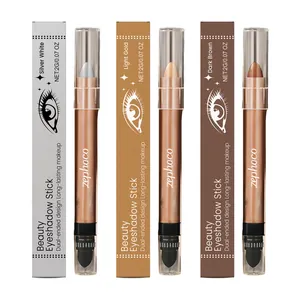 Ombretti Zephoco a doppia punta in bianco argento, oro chiaro e marrone scuro shimmer.