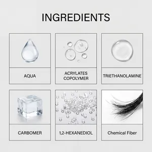 Detalle de los ingredientes y fibras para el set de pestañas postizas magnéticas