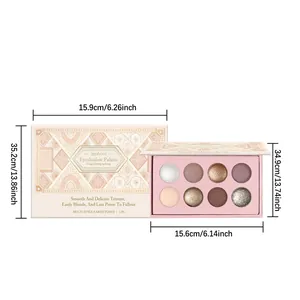 Detailed dimensions of zephoco 8-color earth tone eyeshadow palette with clear measurements
