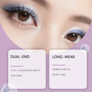 Vista dettagliata del fissante per ciglia 2-in-1 a doppia punta per una lunga tenuta forte.