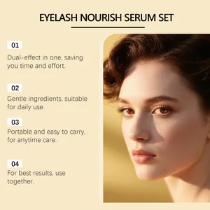 Detailseite zum Wimpernpflegeserum mit Modellaugen und Text zu Produktvorteilen