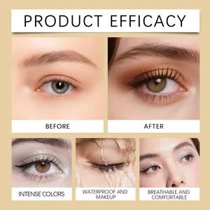 Augen-Make-up Wirksamkeit vorher nachher Anzeige mit intensiven glänzenden Farben.