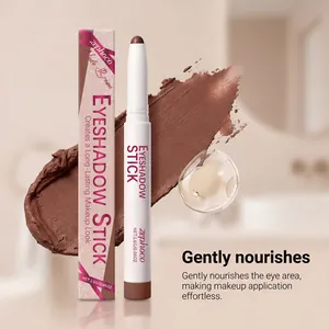 Detailed close-up of Zephoco eyeshadow stick showing creamy nude brown texture and swatch