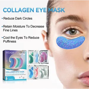 Set di maschere al collagene per occhiaie e rughe con sei paia di patch glitterate blu