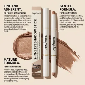 Ombretto in stick Zephoco 2-in-1 bronze glow con texture cremosa opaca e brillante