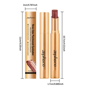 Rosa-goldener 3-Farben Lidschatten-Stick mit detaillierten Produktabmessungen