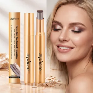 Detailansicht des zephoco dreifarbigen Perglanz-Lidschattenstifts mit Erdton-Make-up