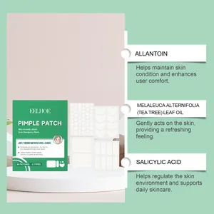 Detalles de parches EELHOE con ácido salicílico, aceite de té e info de alantoína.