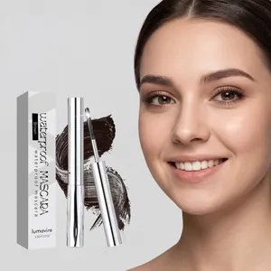 Professional brown waterproof mascara by lumavire shown with natural eyelash effect