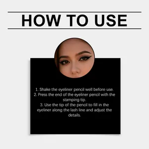 Step-by-step instructions for using the eyeliner stamp pencil for perfect eye makeup.