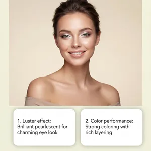 Nahaufnahme von perlmuttfarbenem Lidschatten-Make-up mit schimmernden Erdtönen.