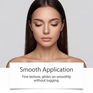 Close-up of smooth brown eyeliner application on closed eyelids.