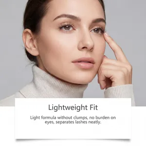 Detail shot of lightweight mascara effect on long curled lashes without clumping