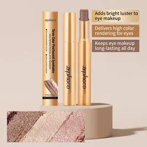 Zephoco three-color pearlescent eyeshadow stick in coffee-orange with shimmer finish