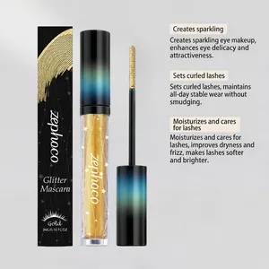 Gold glitter mascara by zephoco for sparkling eye makeup effects and curled lash finish