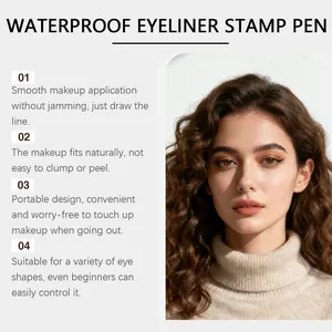 Close-up detail of waterproof eyeliner stamp pen for smooth natural eye makeup