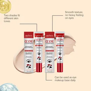 Detalles de las texturas y tonos de la crema Zephoco CC Eye con protección SPF 20.
