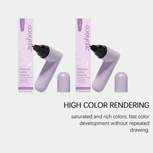 Professional detail view of black and brown Zephoco eyeliner pens in purple boxes