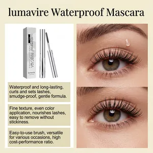 Macro view of Lumavire waterproof mascara effect on lashes for a long-lasting curled look