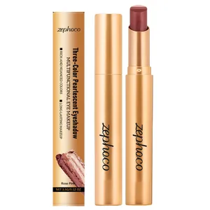 Drei Farben Perlmutt Lidschattenstift Schimmer Rose Pink Gradient Lidschatten Stift Wasserdicht Langanhaltendes Augen Make-up