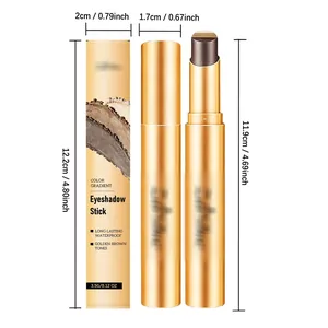 Detailed dimensions of dual-color gradient eyeshadow stick in golden-brown tones