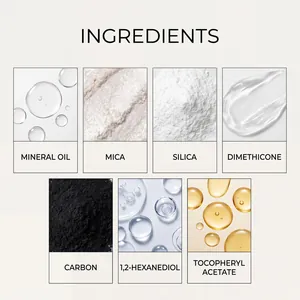 Vista macro dettagliata degli ingredienti dell'ombretto in stick come mica e silice