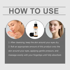 Pasos detallados sobre cómo usar el roll-on de ojos de aceite de ricino VIARELINE para la piel.