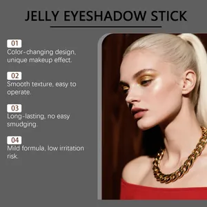 Detailansicht des goldenen Glitzer-Make-ups mit langanhaltendem Jelly-Lidschatten-Stift.