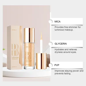 Champagne gold liquid glitter eyeshadow detailing mica and glycerin ingredients