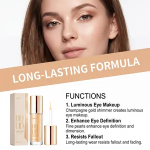 Champagne gold shimmering liquid eyeshadow with long-lasting formula features detail