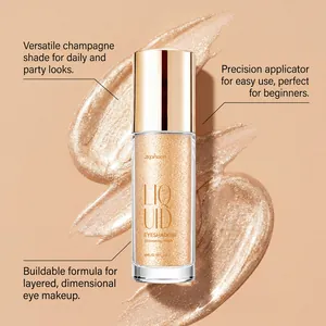 Detail view of Zephoco champagne gold liquid eyeshadow with shimmering glitter swatches
