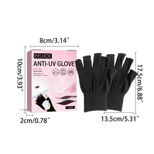 Product size details for EELHOE black anti-UV manicure gloves for nail lamp protection