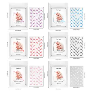 Maatspecificaties voor EelHope Franse verloop nagelstickers in 6 kleuren met afmetingen