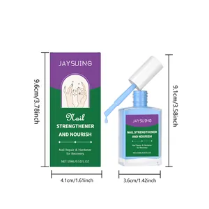 Detailed dimensions in inches and cm for JAYSUING blue nail strengthener and box