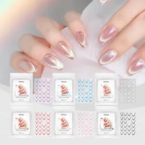 Detail van EelHope Franse gradiënt nagelstickers met zes kleuren en toepassingsbeeld