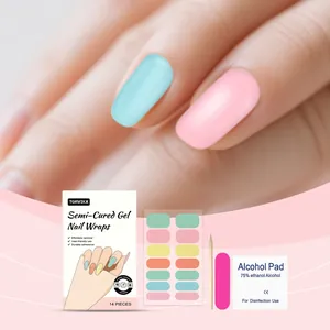 Detailed view of TORVIKX semi-cured gel nail wrap kit featuring pastel solid colors