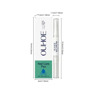 Dimensions detail of OUHOE nail care pen set showing pen and packaging box sizes